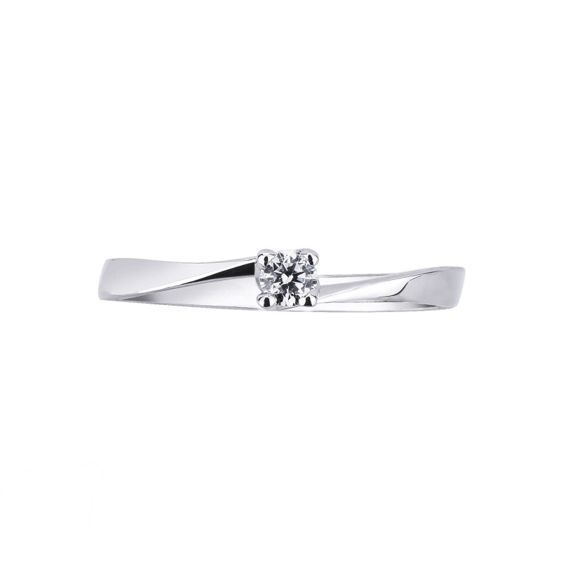 Bague de fiançailles en or blanc 18k avec diamant 0.10 ct