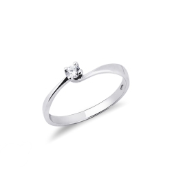 Bague de fiançailles en or blanc 18k avec diamant 0.10 ct