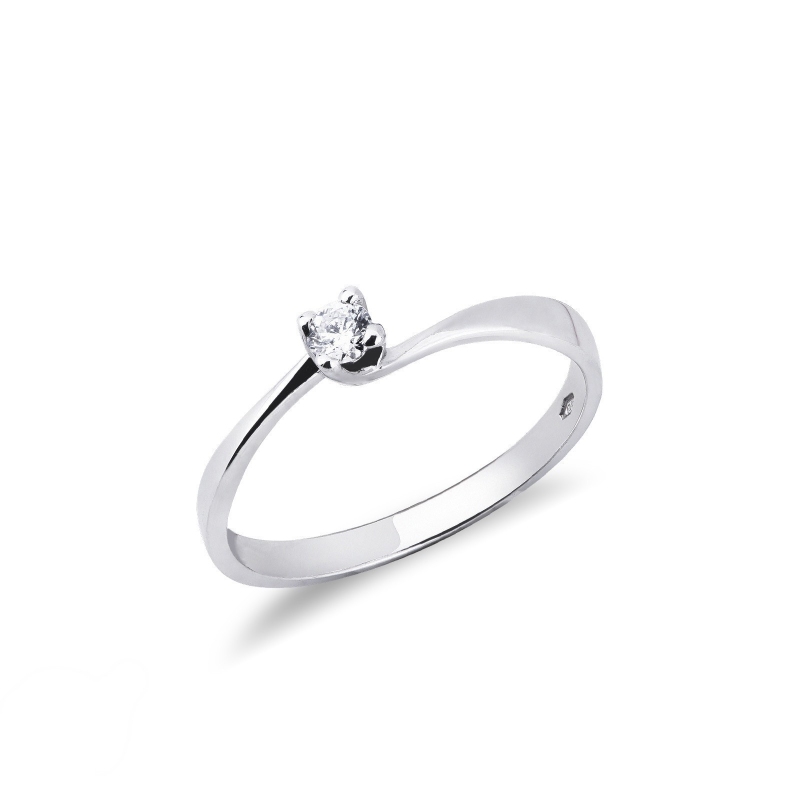 Bague de fiançailles en or blanc 18k avec diamant 0.10 ct