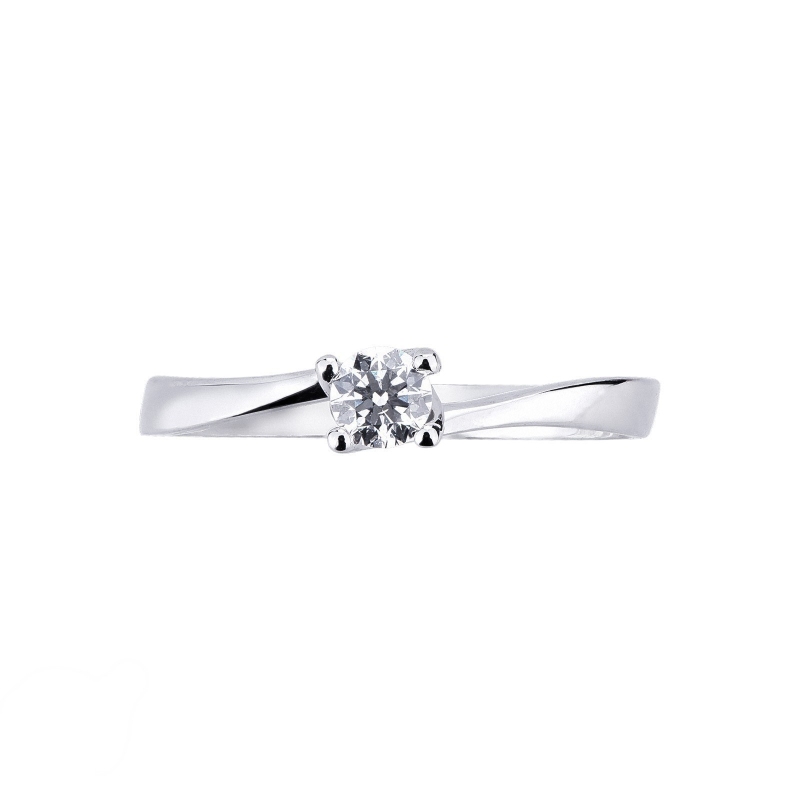 Bague de fiançailles diamant  0.15 ct et or blanc 18k
