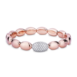 Bracelet ressort avec ovales en or blanc et rose 18k avec diamants