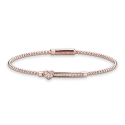 Bracelet or rose 18k cœur diamants