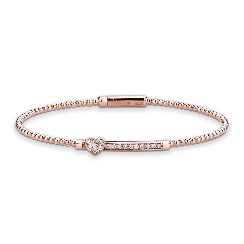 Bracelet or rose 18k cœur diamants