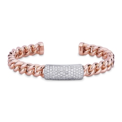 Bracelet groumette en or blanc et rose 18k avec pavé de diamants