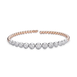 Bracelet semi-rigide en or blanc et rose 18k avec sphères de diamants