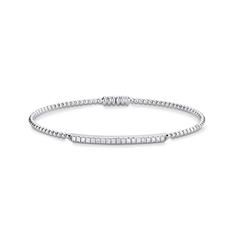 Bracelet rigide en or blanc 750 avec diamants