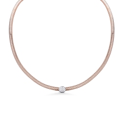 Choker en or rose 18k avec sphère centrale en diamants