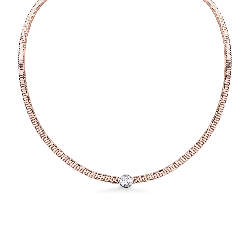 Choker en or rose 18k avec sphère centrale en diamants
