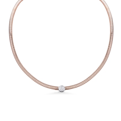 Choker en or rose 18k avec sphère centrale en diamants