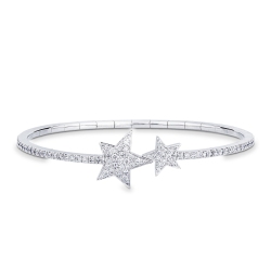 Bracelet or blanc 18k avec étoiles en diamants