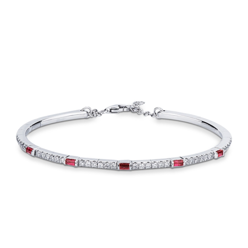 Bracelet en or blanc 750 rubis et diamants