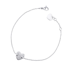 Bracelet en or blanc 18k avec cœur pavé de diamants