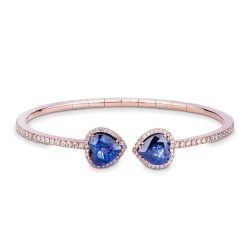 Bracelet en or rose avec saphirs cœur et diamants