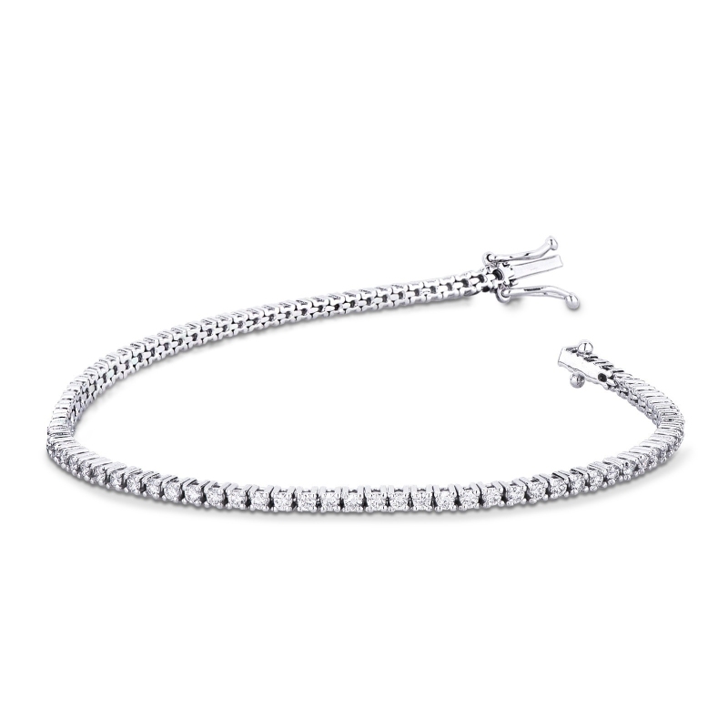 Bracelet tennis homme femme or blanc 18k et diamants