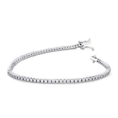 Bracelet tennis homme femme or blanc 18k et diamants