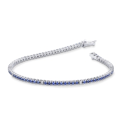 Bracelet Tennis en or blanc 18k avec saphirs bleus et diamants