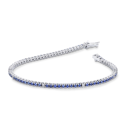 Bracelet Tennis en or blanc 18k avec saphirs bleus et diamants