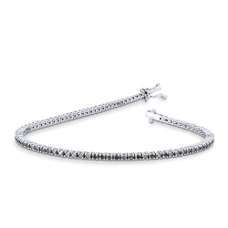 Bracelet tennis en or blanc 750 avec diamants noirs