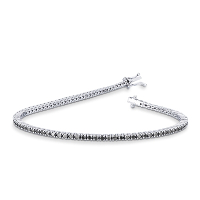 Bracelet tennis en or blanc 750 avec diamants noirs