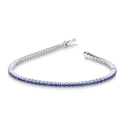Bracelet Tennis en or blanc 18k avec saphirs bleus