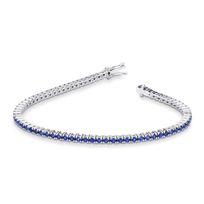 Bracelet Tennis en or blanc 18k avec saphirs bleus