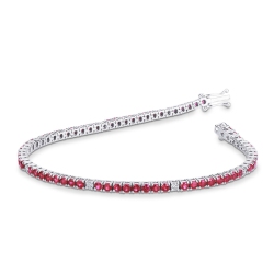 Bracelet en Or Blanc 18k avec Rubis et Diamants