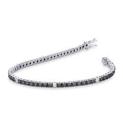 Bracelet Tennis en Or 18k avec Diamants Noirs et Blancs