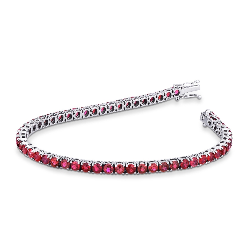 Bracelet Tennis en or blanc 18 carats avec rubis