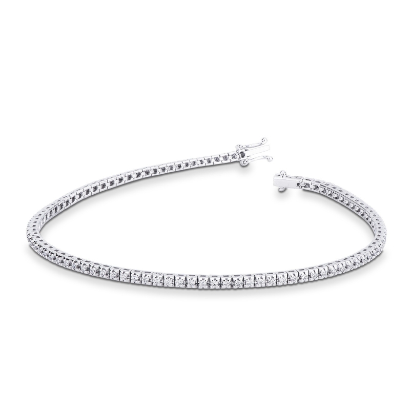 Bracelet tennis à griffes en or blanc 18k et diamants 