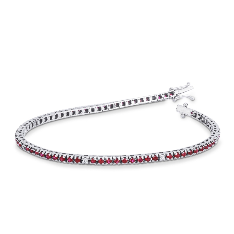 Bracelet Rivière Rubis en or blanc 18k et diamants