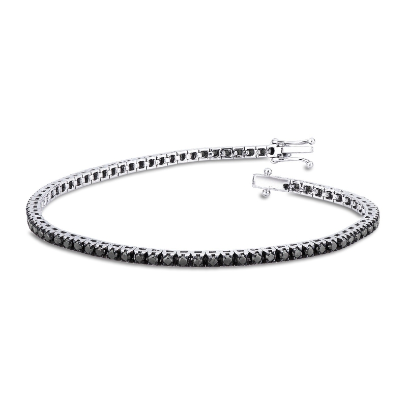 Bracelet Tennis en or blanc 18 carats avec des diamants noirs