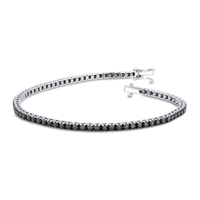 Bracelet Tennis en or blanc 18 carats avec des diamants noirs