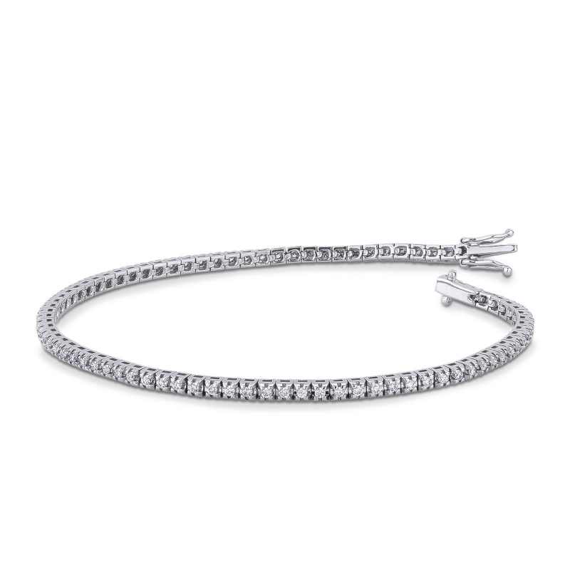 Bracelet tennis en or blanc 18k avec diamants total 0.90 ct
