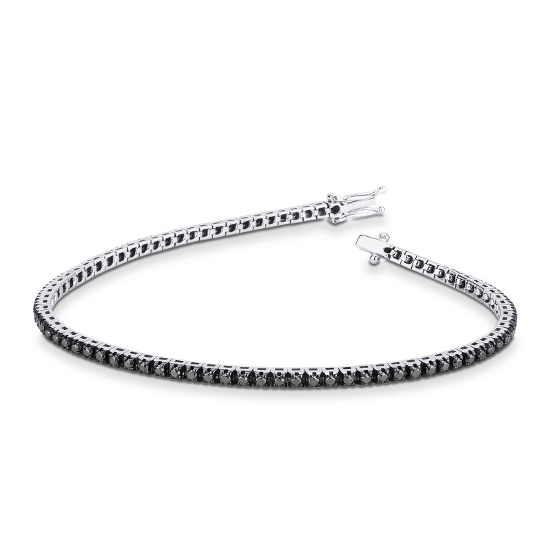 Bracelet Tennis en Or 18k avec Diamants Noirs