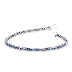 Bracelet tennis or blanc 18k avec saphirs bleus
