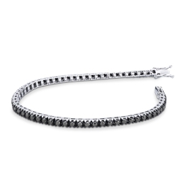Bracelet tennis en or blanc 18 carats avec diamants noirs sur or bruni
