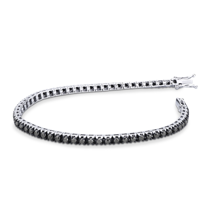 Bracelet tennis en or blanc 18 carats avec diamants noirs sur or bruni