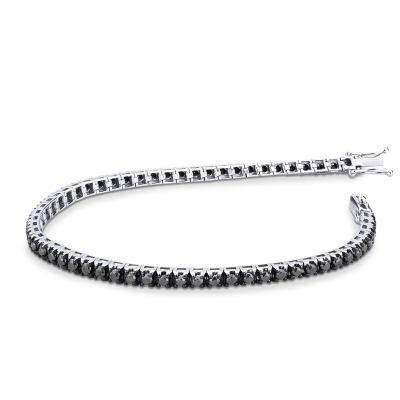 Bracelet tennis en or blanc 18 carats avec diamants noirs sur or bruni
