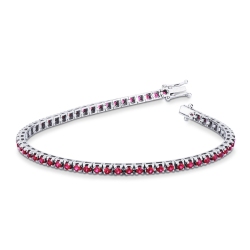 Bracelet Tennis Or Blanc 18k serti de Rubis éclatants
