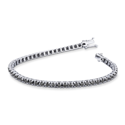 Bracelet Tennis Or 750 avec diamants noirs