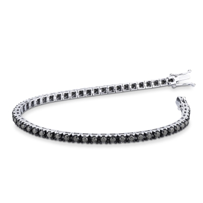 Bracelet Tennis en Or Blanc 18k avec Diamants Noirs sur Or Brun