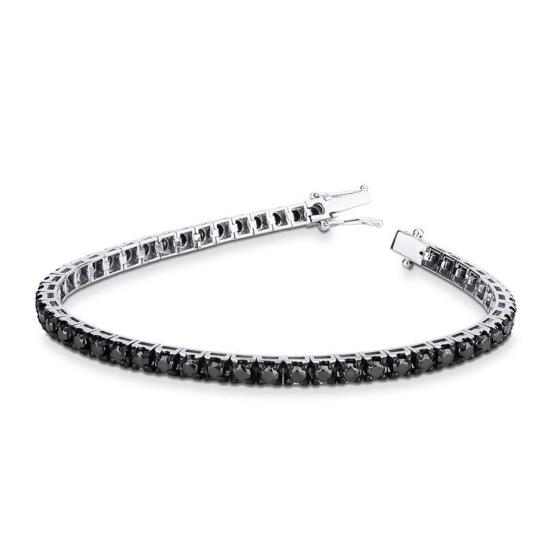 Bracelet en Or Blanc 18k avec Diamants Noirs