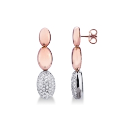 Boucles d’oreilles ovales en or blanc et rose 18k avec pavé de diamants