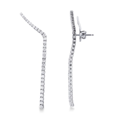 Boucles d’oreilles tennis pendantes en or blanc 18k avec diamants