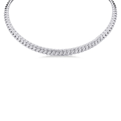 Choker gourmette or blanc 18k avec diamants