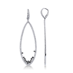 Boucles d’oreilles ovales en or blanc avec diamants blancs et noirs, 68 mm