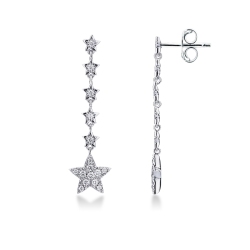 Boucles d'oreilles étoiles en or blanc 18k avec diamants