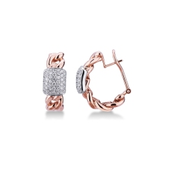Boucles d’oreilles groumette en or blanc et rose 18k et diamants
