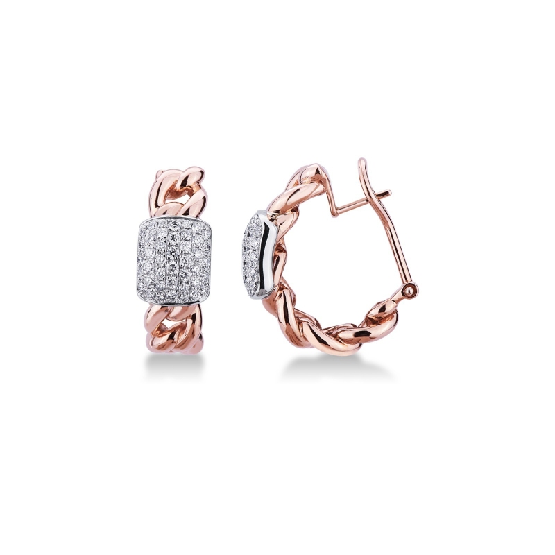 Boucles d’oreilles groumette en or blanc et rose 18k et diamants