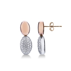 Boucles d’oreilles en or blanc et rose 18k ovales en diamants